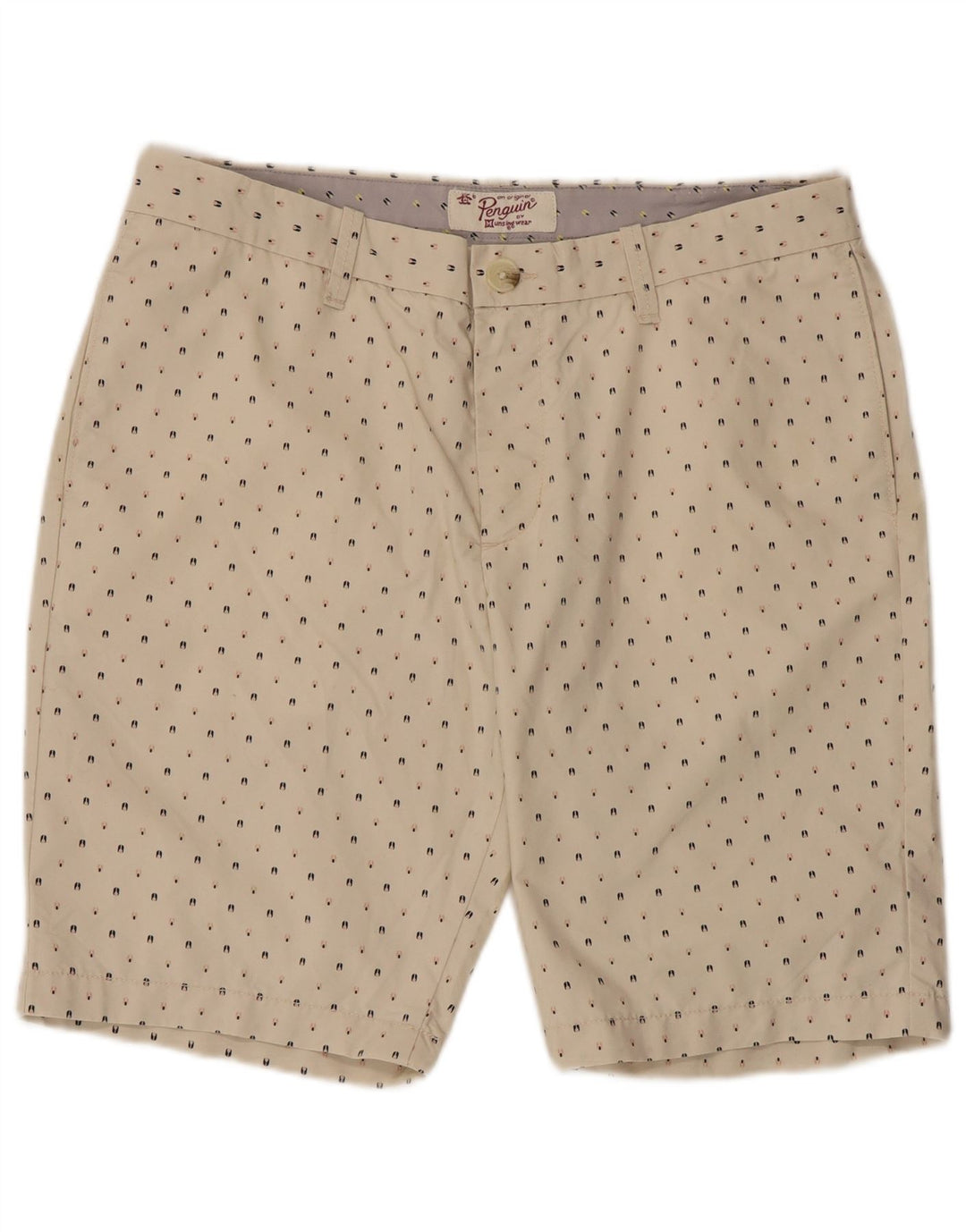 Pantalones cortos chinos Penguin para hombre W34 Large Beige Spotted Cotton