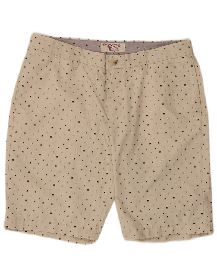 Pantalones cortos chinos Penguin para hombre W34 Large Beige Spotted Cotton