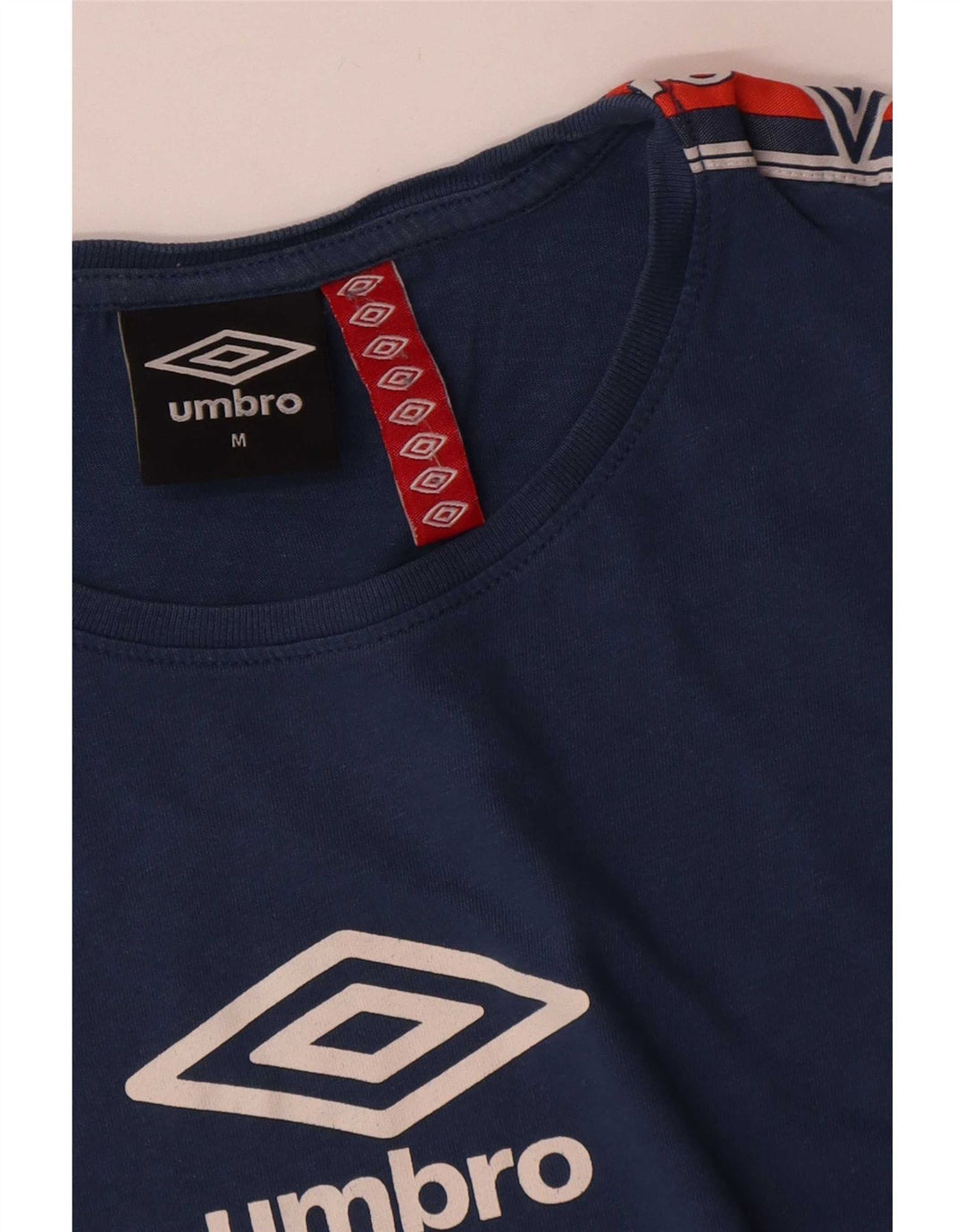 Umbro Hombre Camiseta Gráfica Top Algodón Colorblock Azul Medio