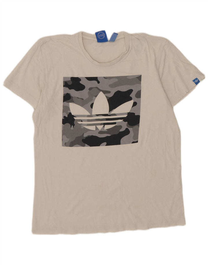 Adidas - Camiseta gráfica para hombre, talla pequeña, algodón blanco