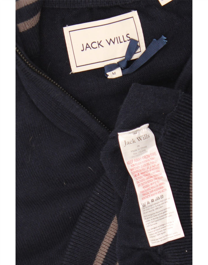 JACK WILLS Suéter tipo jersey con cuello y cremallera para hombre Algodón azul marino mediano