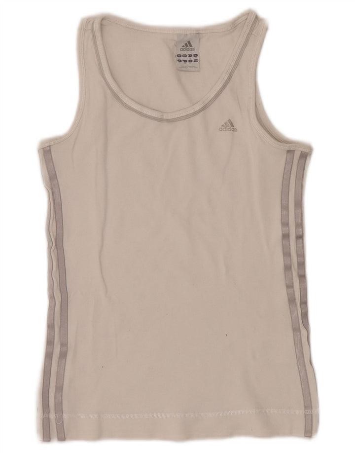 Adidas Mujer Chaleco Top UK 8 Pequeño Algodón Blanco