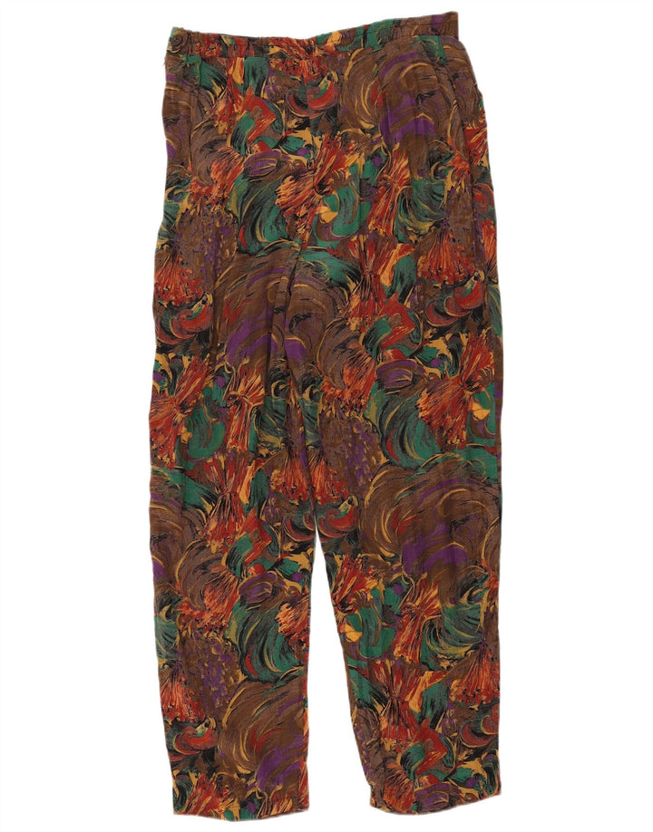 Pantalones casuales vintage con patrón abstracto para mujer W32 L29 marrón