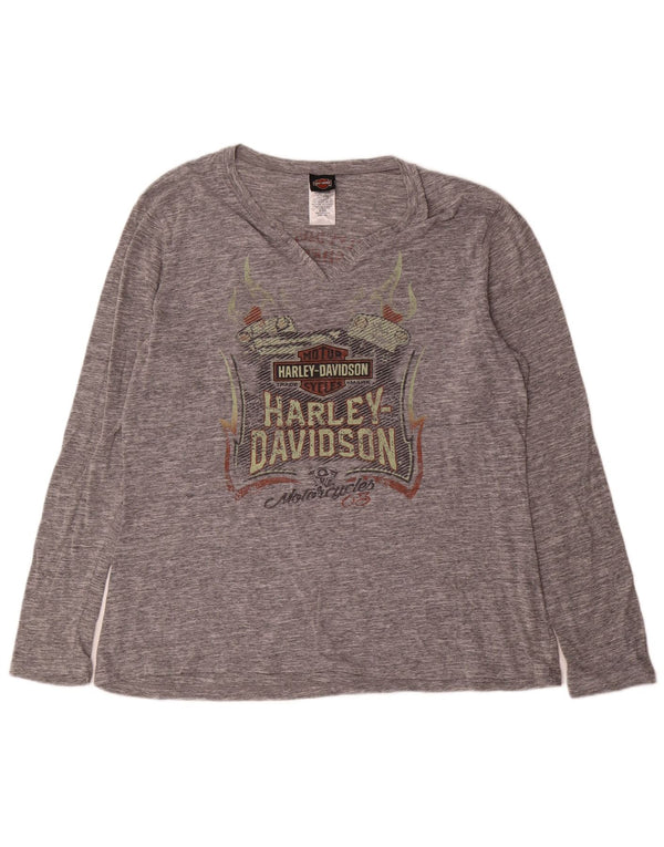 Harley Davidson - Camiseta gráfica para hombre, manga larga, 2XL, algodón moteado gris