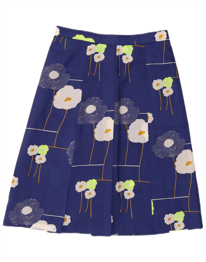 Vintage mujer A-Line falda W28 azul medio floral