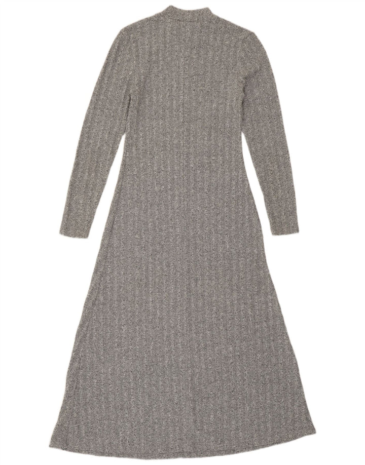 Zara Vestido largo tipo jersey para mujer, talla 40, poliéster moteado en gris medio