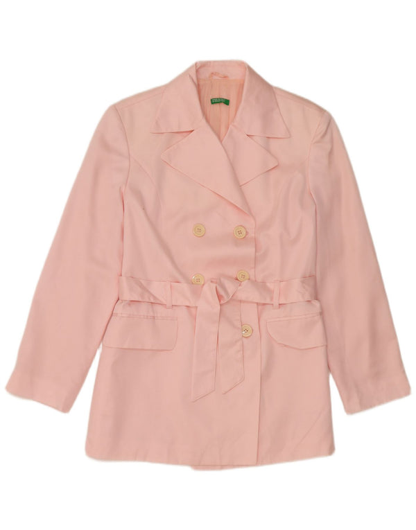 Benetton Chaqueta Americana De Doble Botonadura Para Mujer ES 44 Poliéster Rosa Mediano
