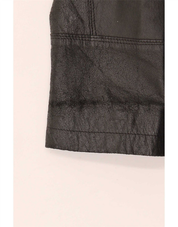 J.J.Scott Chaqueta Blazer de Cuero con 2 Botones para Mujer IT 46 Grande Negro