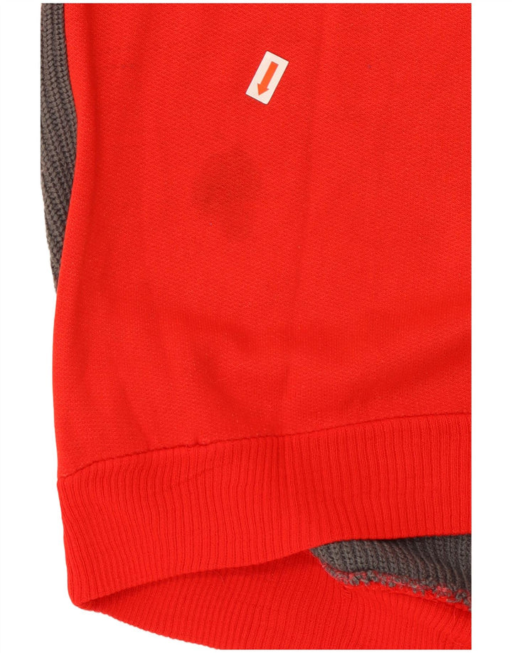 VINTAGE Sudadera con cuello y botones para hombre Jumper Medium Red Colourblock