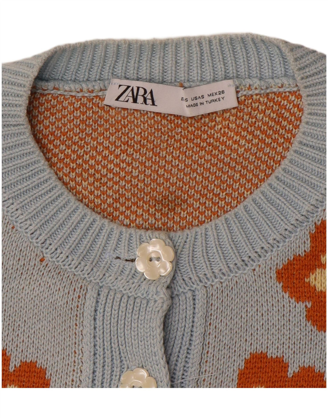 Zara Mujer Suéter Cárdigan Extragrande UK 10 Small Azul Floral