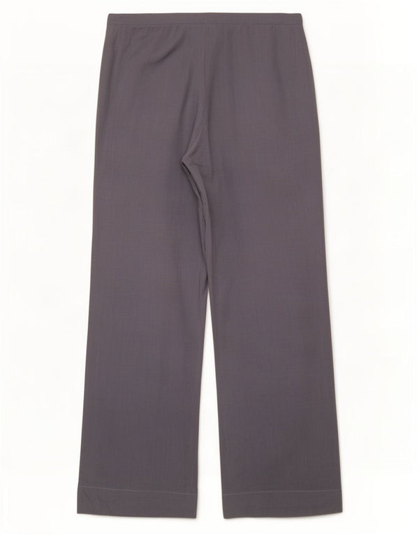 Zara Mujer Pantalones Casuales De Pierna Ancha Medianos W28 L33 Lino Azul