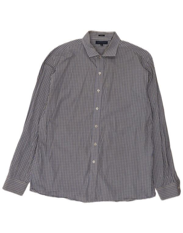 Tommy Hilfiger Camisa Slim Fit para Hombre Talla 18 2XL Algodón Gingham Azul
