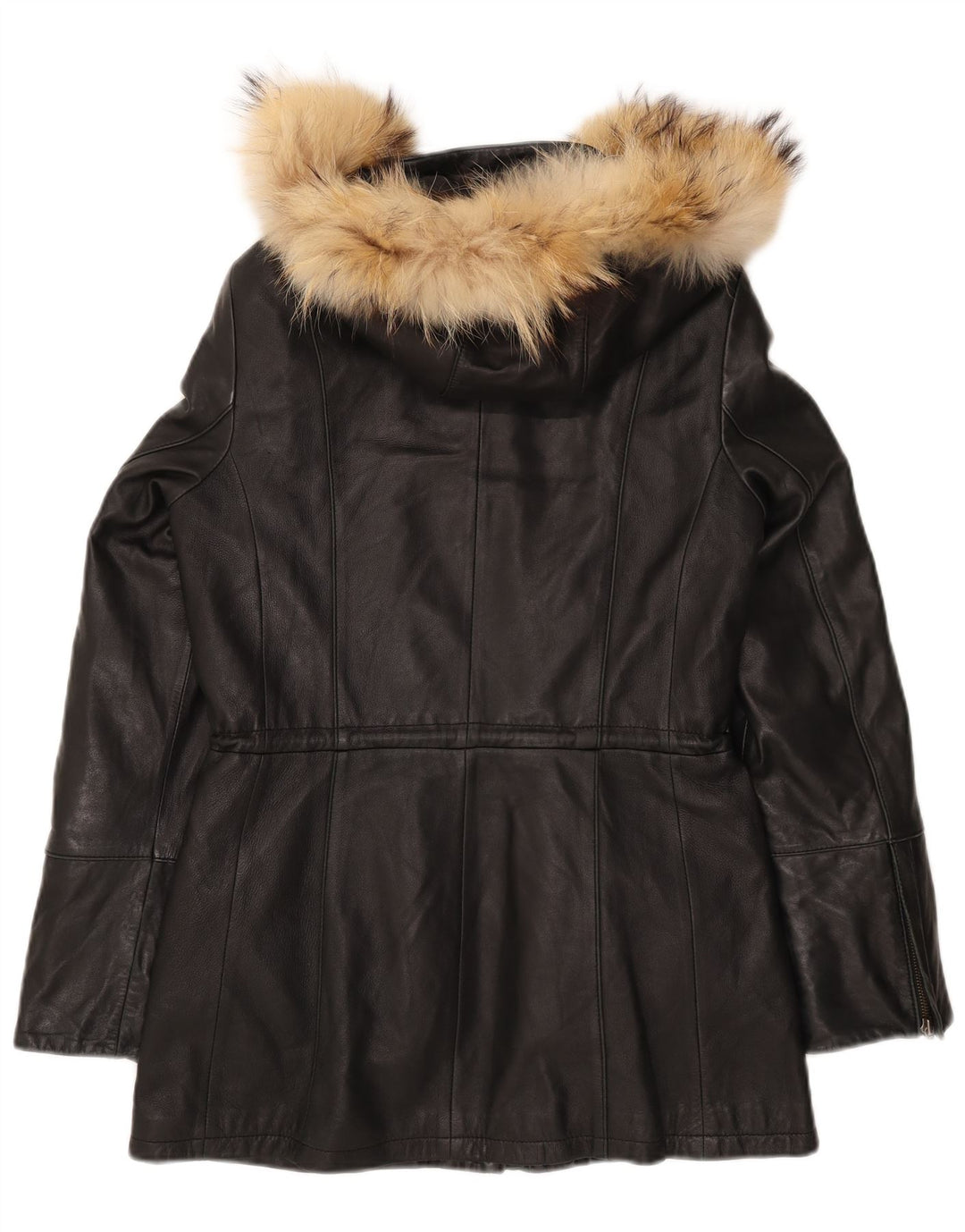 Danier Chaqueta de cuero con capucha para mujer UK 8/10 Small Black Leather