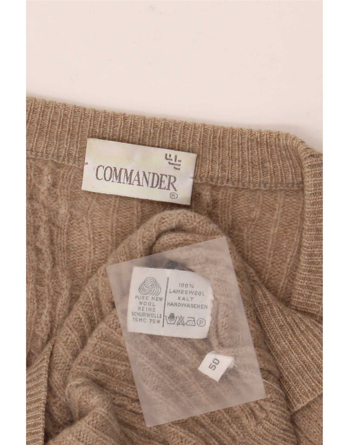 Commander Cárdigan para hombre IT 50 lana de cordero beige medio