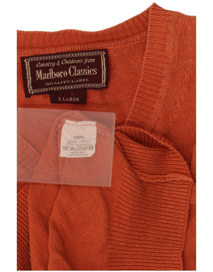 Marlboro Classics - Jersey con cuello en V para hombre, talla XL, algodón naranja