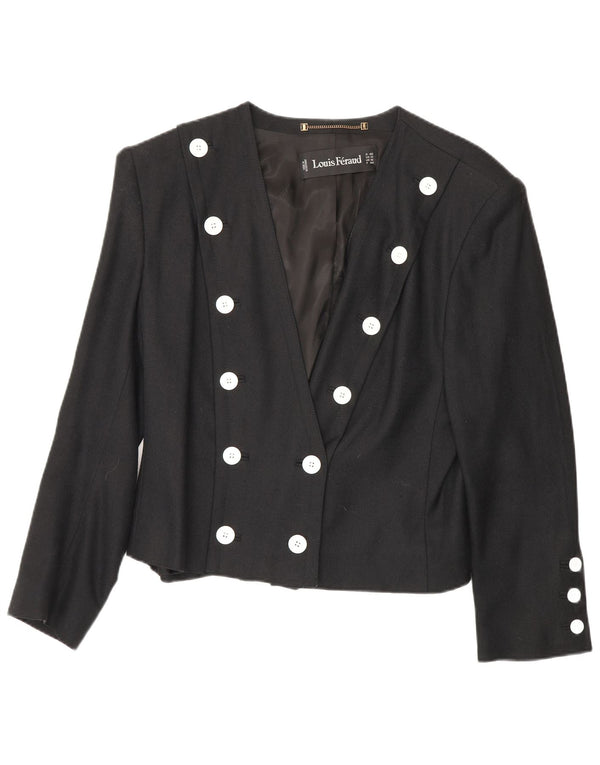 Louis Feraud Chaqueta tipo blazer con doble botonadura para mujer UK 46 Grande Viscosa negra