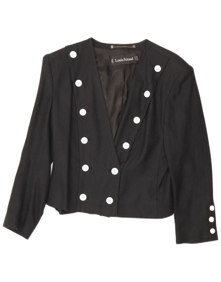 Louis Feraud Chaqueta tipo blazer con doble botonadura para mujer UK 46 Grande Viscosa negra
