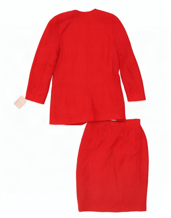 Elsa Zanella Conjunto de falda de 2 piezas con 6 botones para mujer IT 46 Large W30 Lana roja