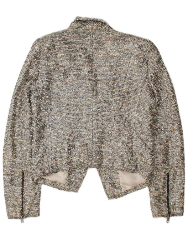 Zara Chaqueta Bolero Abierta para Mujer UK 6 XS Algodón Gris Moteado