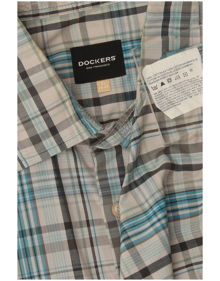 Camisa Dockers Hombre Talla 46/48 XL Azul Cuadros Algodón