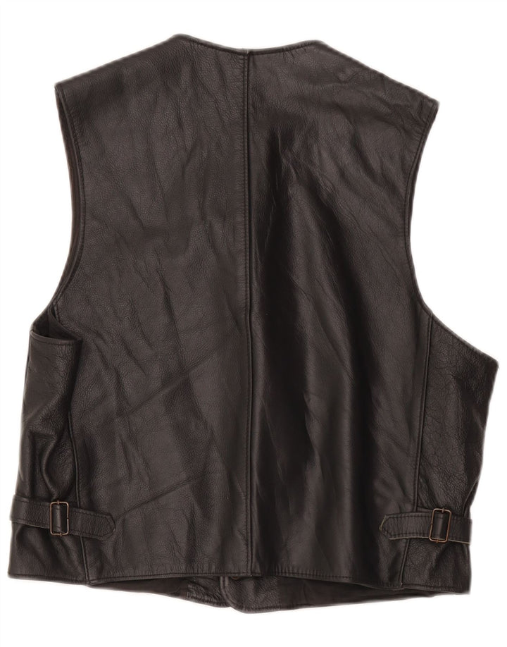 Chaleco de cuero para hombre grande negro