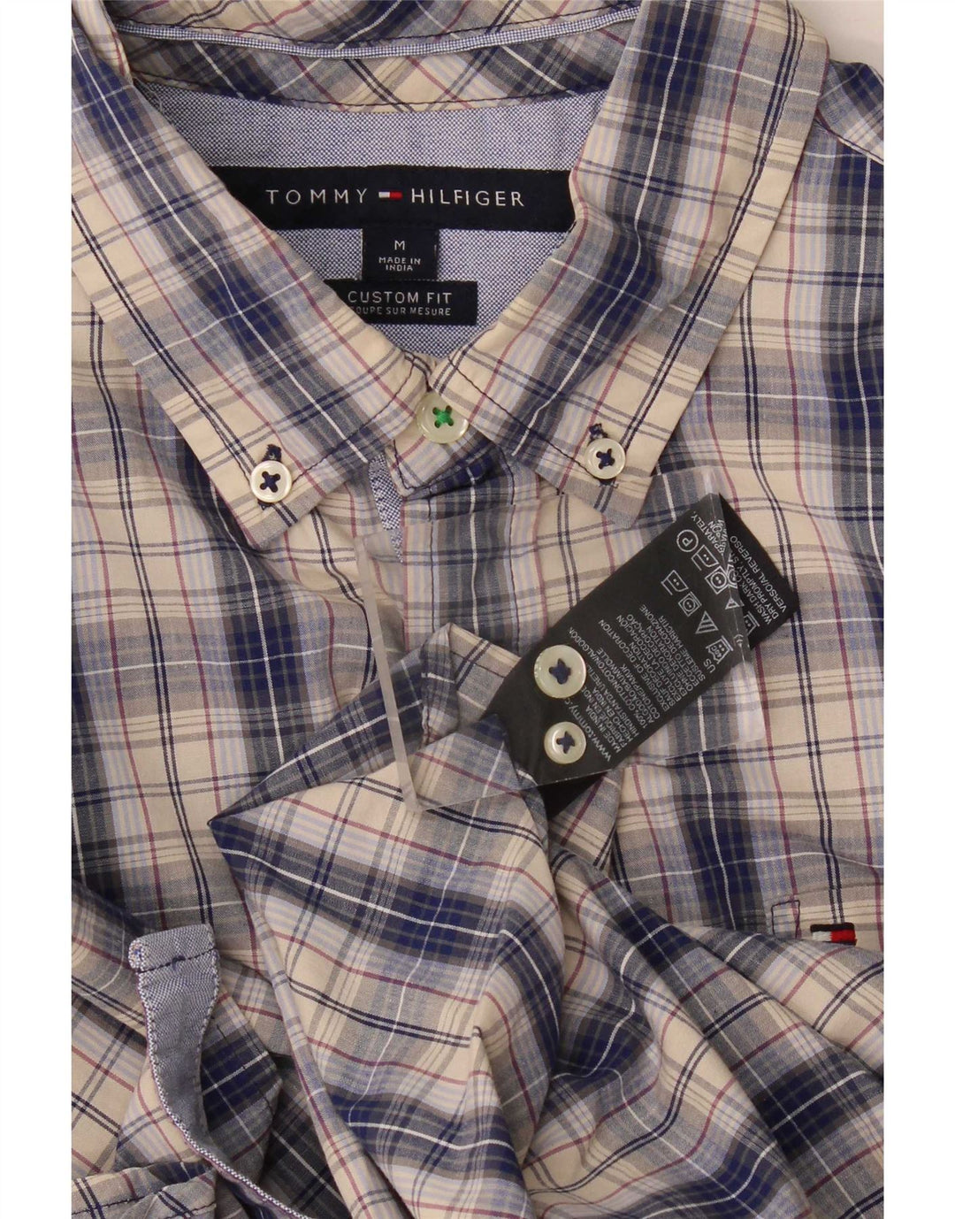 Camisa Tommy Hilfiger de corte personalizado de algodón a cuadros azul medio para hombre