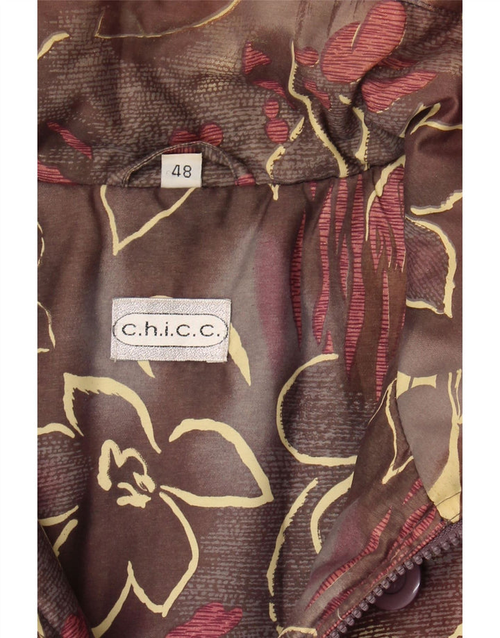 CHICC Womens Windbreaker Jacket EU 48 2XL Brown Floral Polyester Vintage Chicc and Second-Hand Chicc from Messina Hembry 