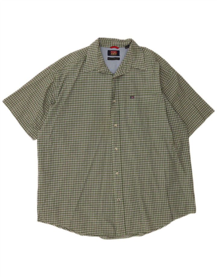 Wrangler Camisa De Manga Corta Hombre XL Algodón A Cuadros Verde