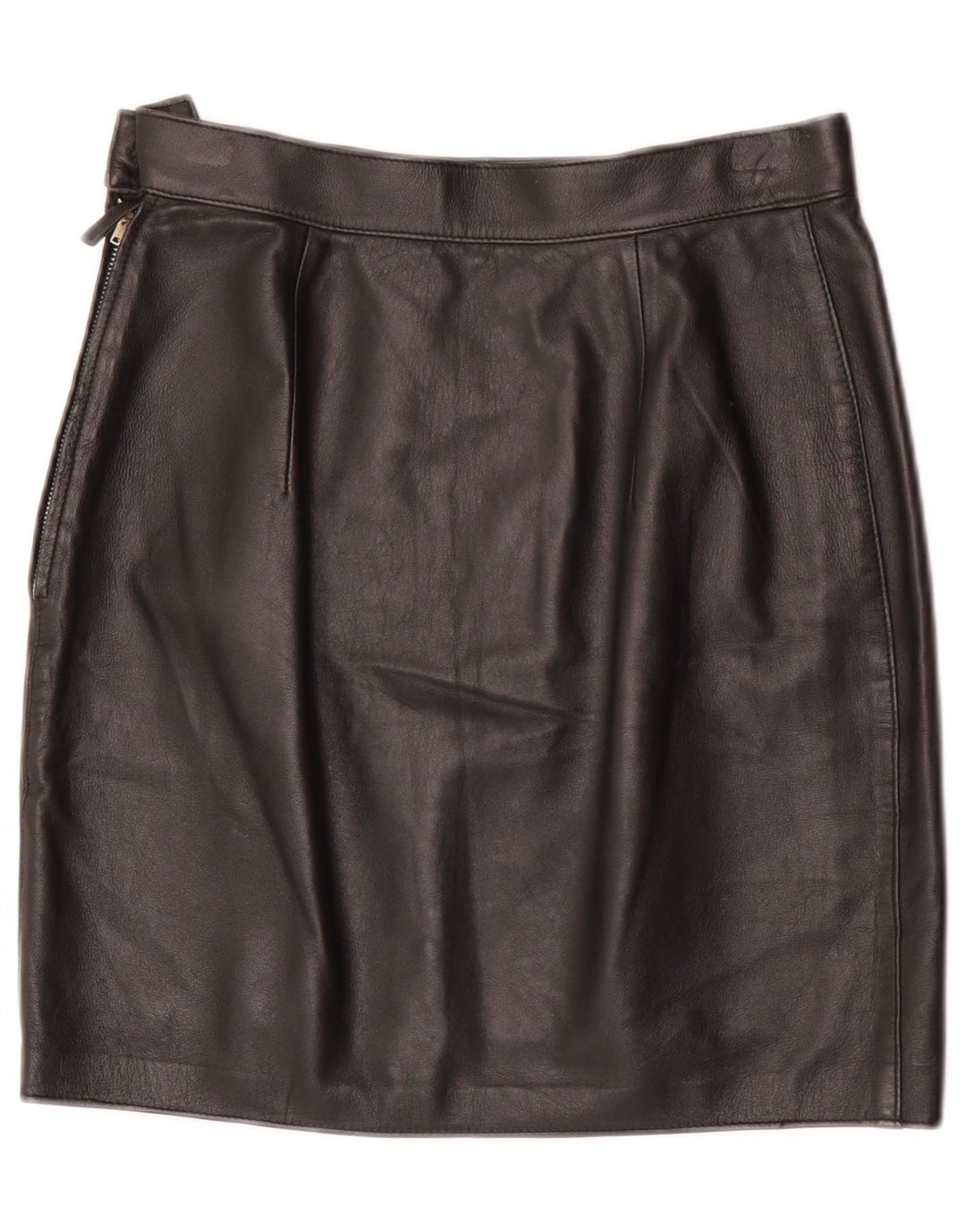 Vintage mujer mini falda de cuero W28 medio negro
