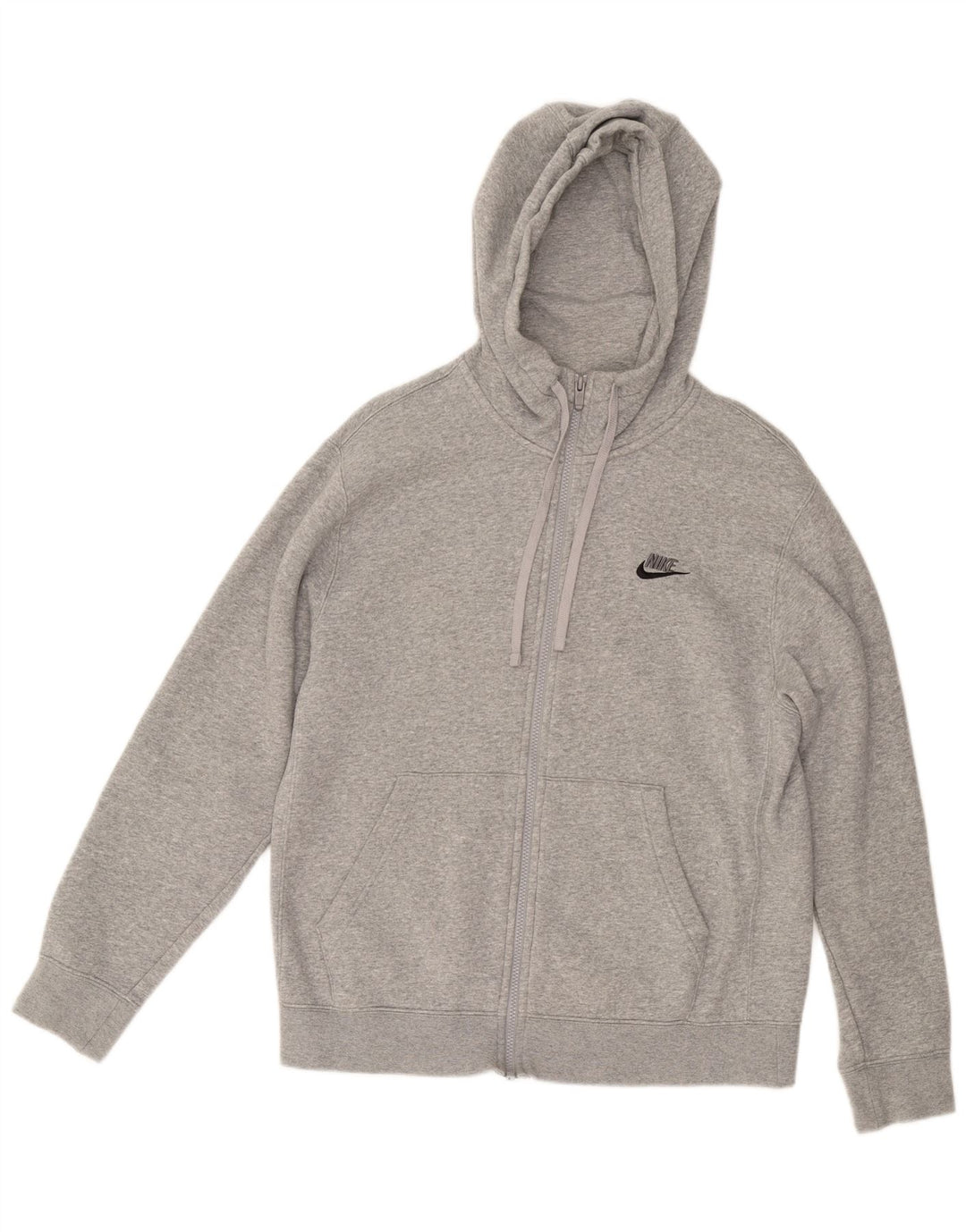 NIKE Sudadera con capucha y cremallera para hombre, algodón gris medio