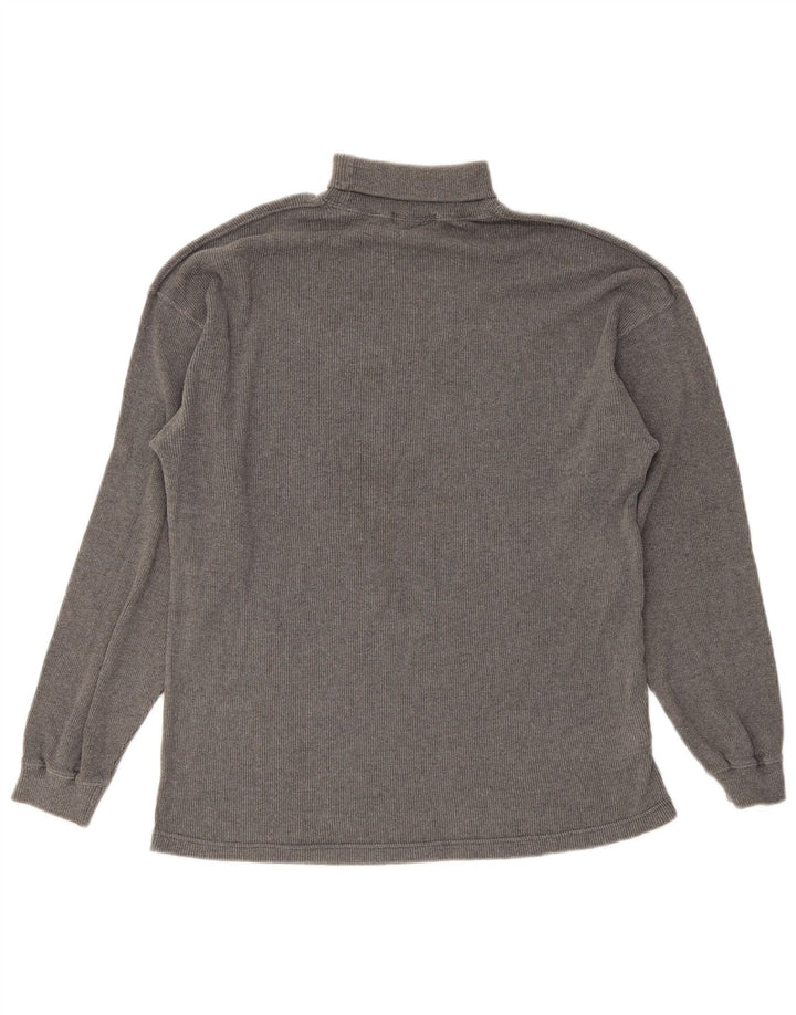 Marks & Spencer Top con cuello vuelto para hombre, manga larga, algodón gris pequeño