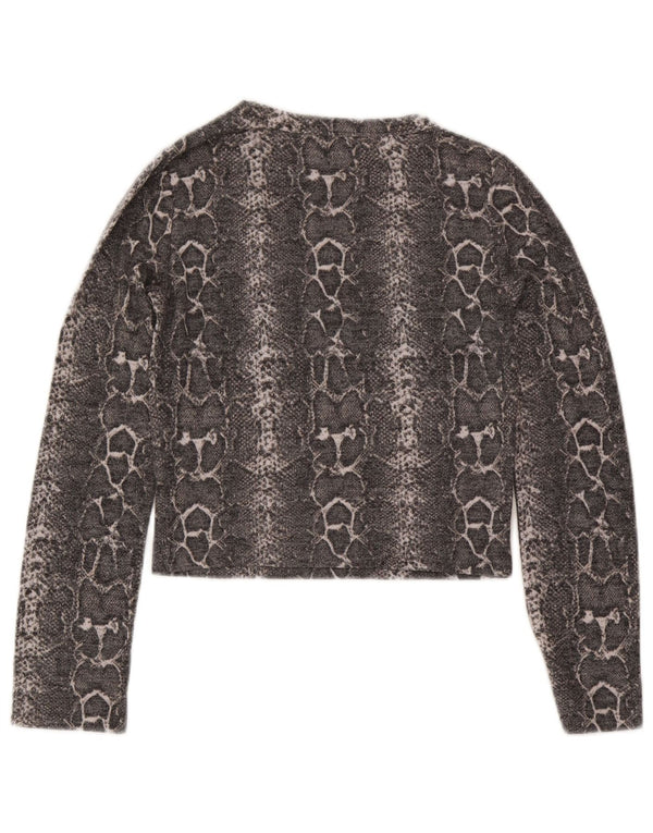 Zara Mujer Trafaluc Crop Top Manga Larga UK 42 Gris Medio Estampado Animal