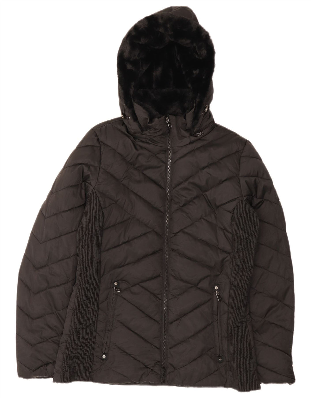 Nautica Chaqueta acolchada con capucha para mujer UK 44 Mediana Poliéster negro