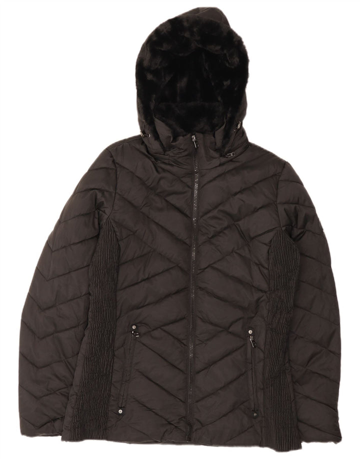 Nautica Chaqueta acolchada con capucha para mujer UK 44 Mediana Poliéster negro
