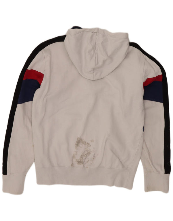 Champion Sudadera con capucha y cuello con cremallera para hombre UK 40 Medium White Colourblock Cotton