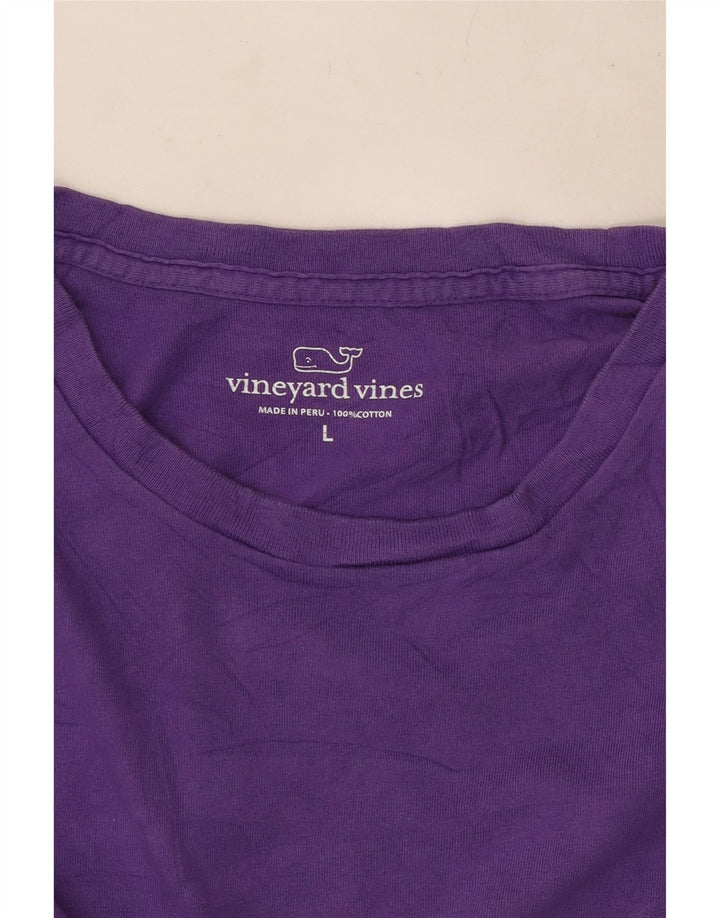 Vineyard Vines Camiseta para hombre de manga larga de algodón morado grande