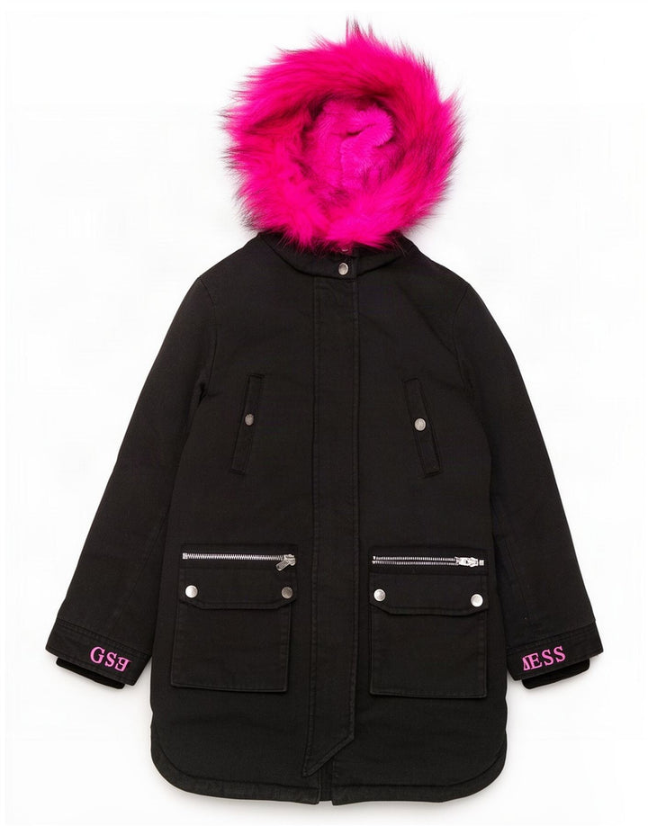 Chaqueta parka con capucha Guess para mujer UK 44 Mediana Poliéster negro