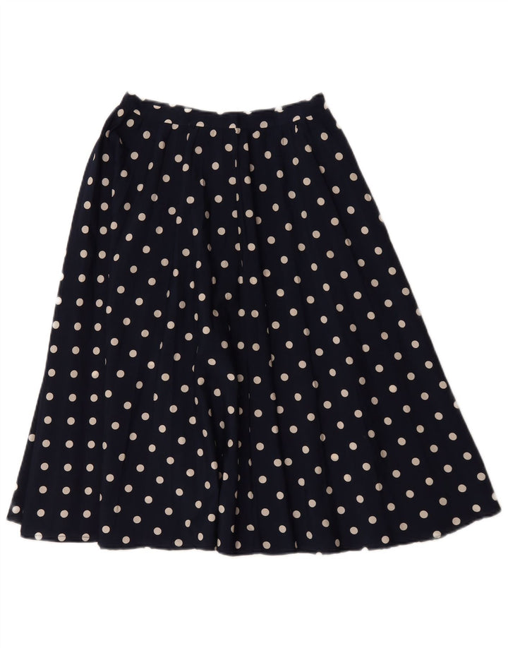 Vintage mujer A-Line falda W26 pequeño lunar azul marino
