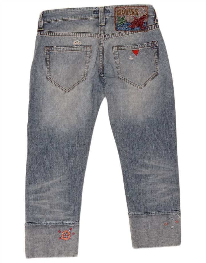 Guess Vaqueros Cropped Desgastados Mujer W28 L24 Algodón Azul