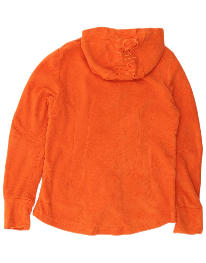 CALVIN KLEIN Chaqueta polar con capucha para mujer UK 12 Poliéster naranja medio