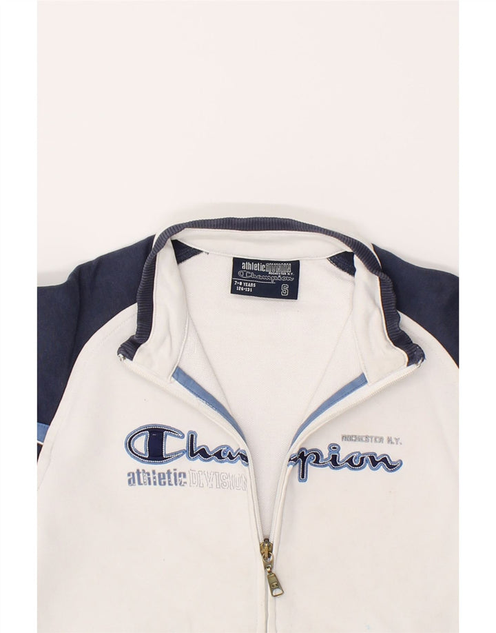 CHAMPION Boys Graphic Tracksuit Top Jacket 7-8 Years Small White Vintage Champion and Second-Hand Champion from Messina Hembry 