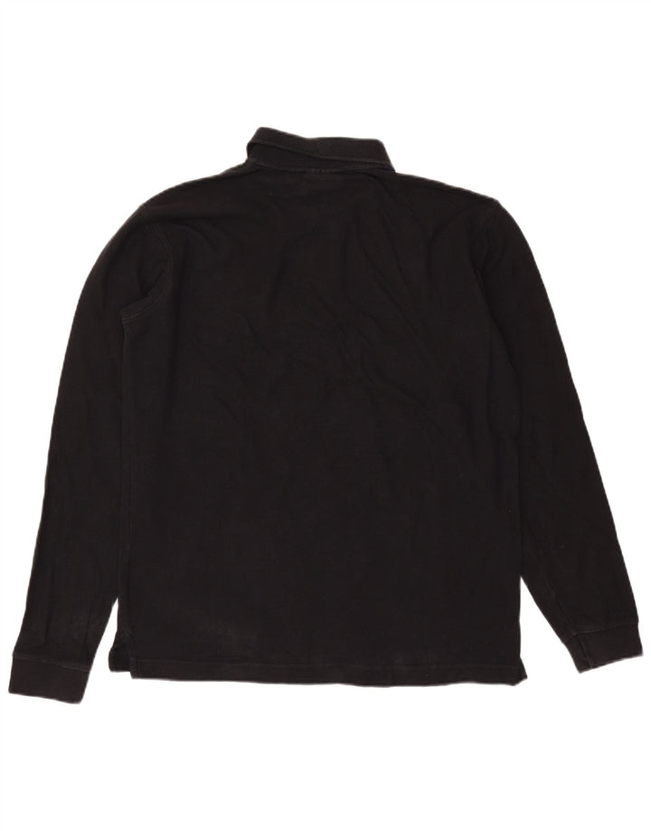 Fila Polo De Manga Larga Para Hombre Algodón Negro Mediano