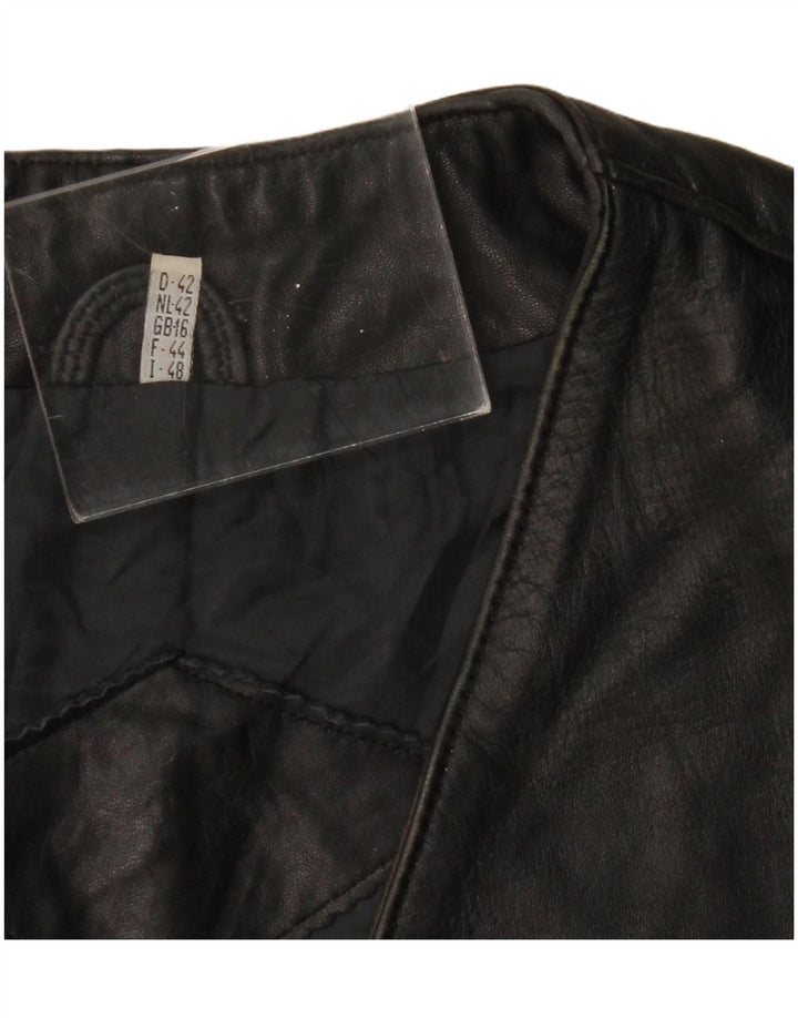 VINTAGE Chaleco de cuero para mujer Reino Unido 16 Grande Negro