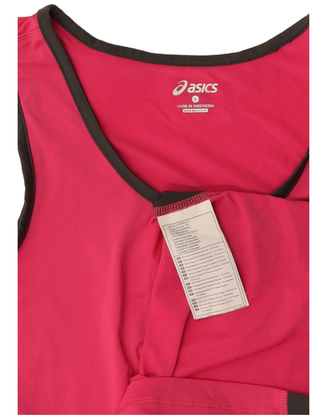 ASICS Top sin mangas para mujer UK 10 Small Pink Colourblock Poliéster