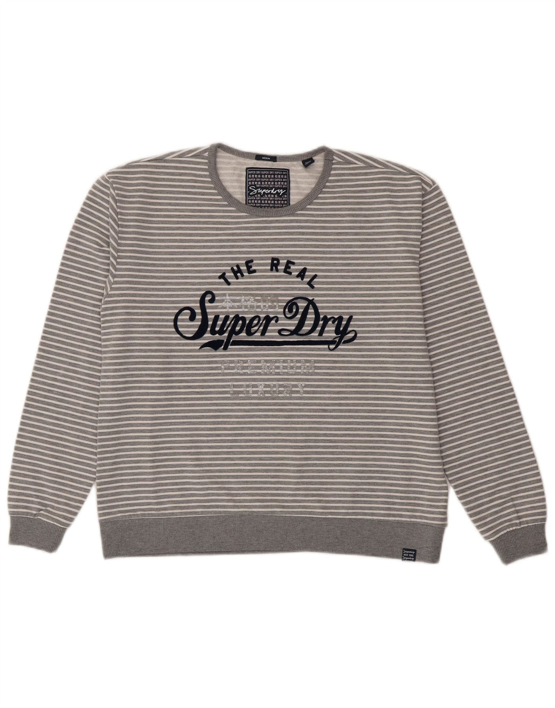 Superdry Sudadera Gráfica para Mujer Jumper UK 44 Gris Medio Rayas