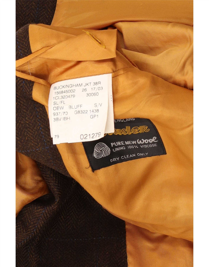 Chaqueta tipo blazer de 3 botones para hombre Bladen UK 38 Marrón medio Lana nueva a cuadros