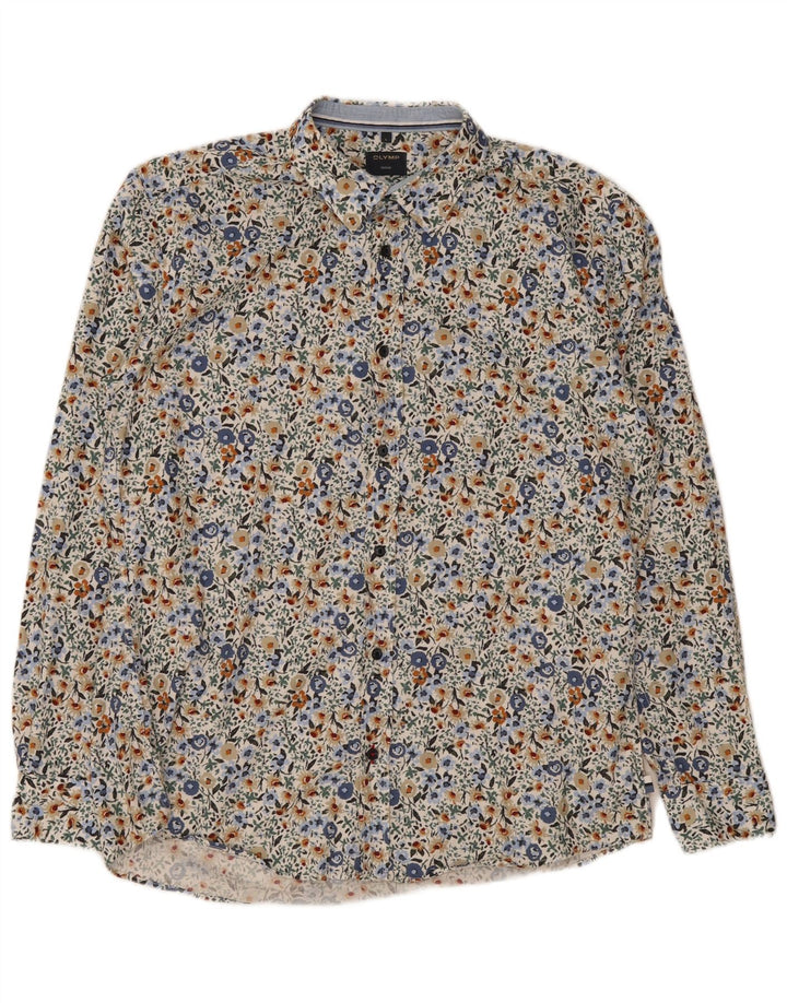 Camisa Olymp Hombre Grande Algodón Floral Multicolor