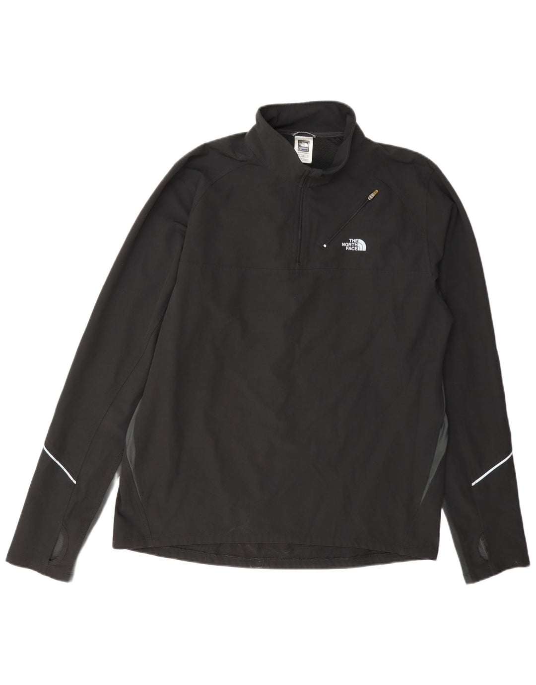 The North Face Sudadera con cuello y cremallera para hombre, parte superior de chándal con bloques de color negro grande