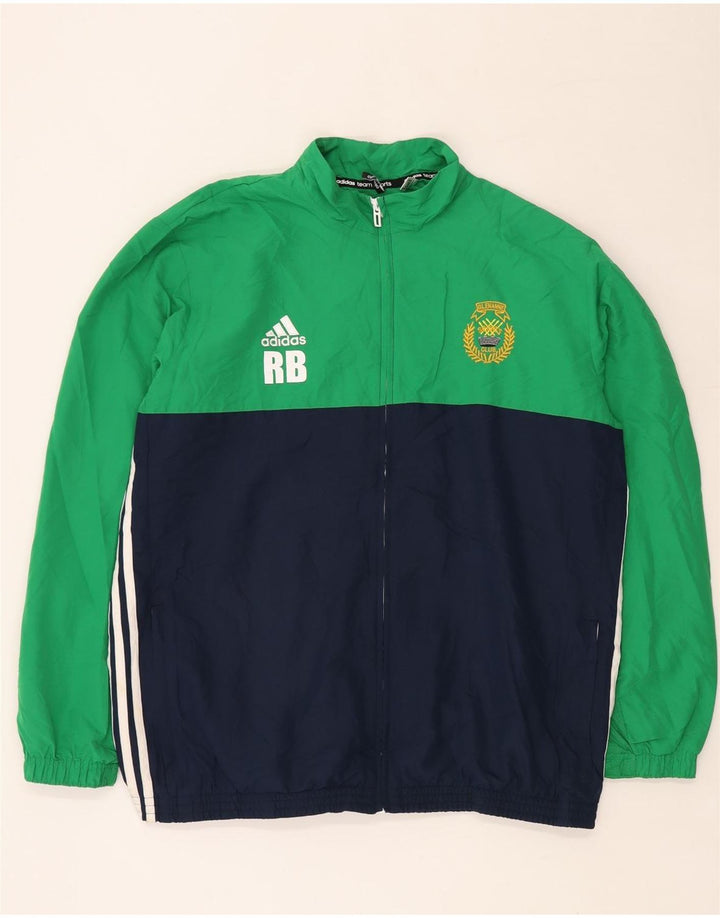 ADIDAS Hombre Climalite Graphic Chándal Top Chaqueta XL Verde Colorblock