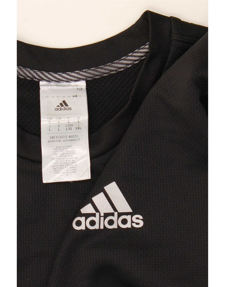Adidas Hombre Aeroready Top Manga Larga Grande Negro Colorblock Poliéster